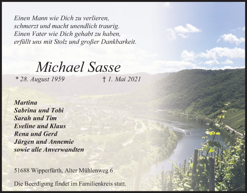  Traueranzeige für Michael Sasse vom 08.05.2021 aus Kölner Stadt-Anzeiger / Kölnische Rundschau / Express