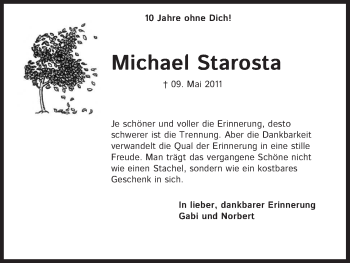 Anzeige von Michael Starosta von Kölner Stadt-Anzeiger / Kölnische Rundschau / Express
