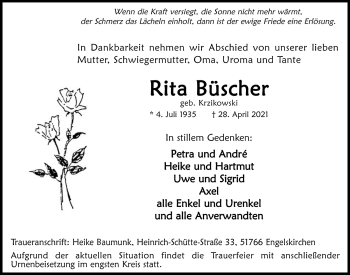 Anzeige von Rita Büscher von  Anzeigen Echo 