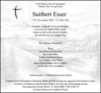 Anzeige von Suitbert Esser von Kölner Stadt-Anzeiger / Kölnische Rundschau / Express