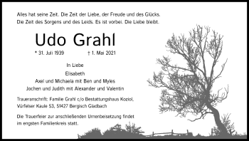 Anzeige von Udo Grahl von Kölner Stadt-Anzeiger / Kölnische Rundschau / Express