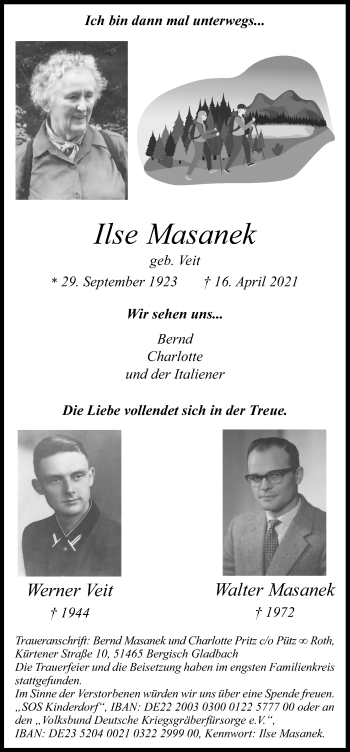 Anzeige von Walter Masanek von Kölner Stadt-Anzeiger / Kölnische Rundschau / Express