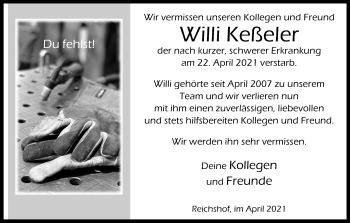 Anzeige von Willi Keßeler von Kölner Stadt-Anzeiger / Kölnische Rundschau / Express