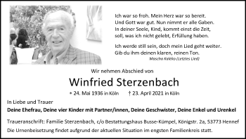 Anzeige von Winfried Sterzenbach von Kölner Stadt-Anzeiger / Kölnische Rundschau / Express