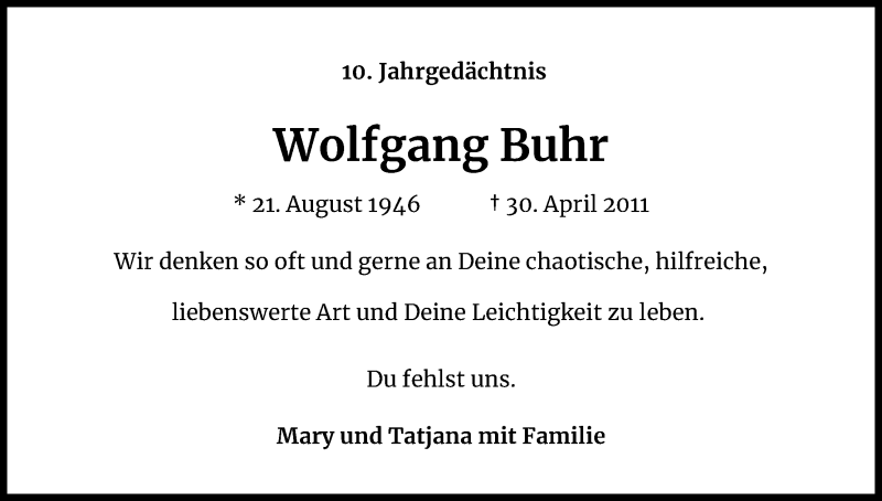  Traueranzeige für Wolfgang Buhr vom 18.07.2023 aus Kölner Stadt-Anzeiger / Kölnische Rundschau / Express