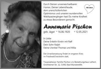 Anzeige von Annemarie Pischon von  Blickpunkt Euskirchen 