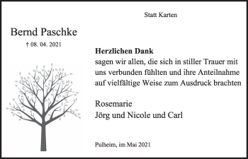 Anzeige von Bernd Pachke von  Wochenende 