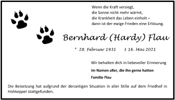 Anzeige von Bernhard Flau von  Anzeigen Echo 