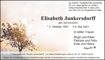 Anzeige von Elisabeth Junkersdorff von  Blickpunkt Euskirchen 