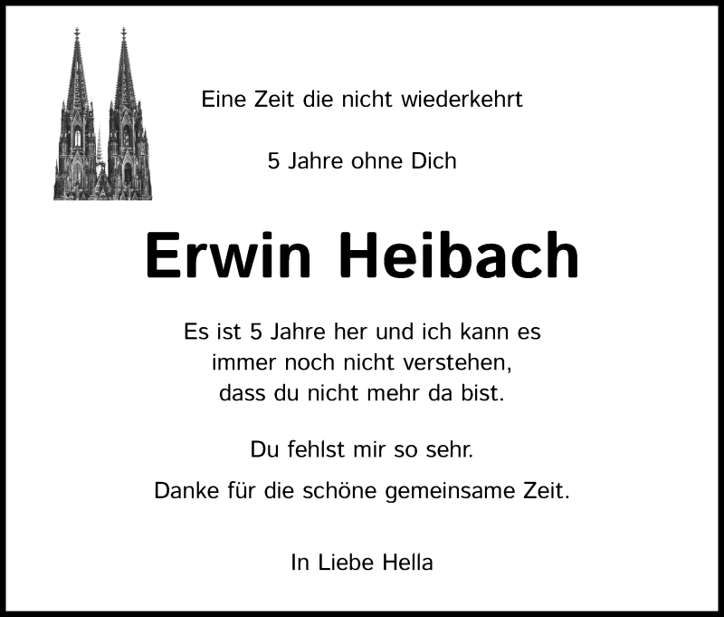  Traueranzeige für Erwin Heibach vom 18.07.2023 aus Kölner Stadt-Anzeiger / Kölnische Rundschau / Express