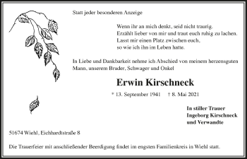 Anzeige von Erwin Kirschneck von  Anzeigen Echo 