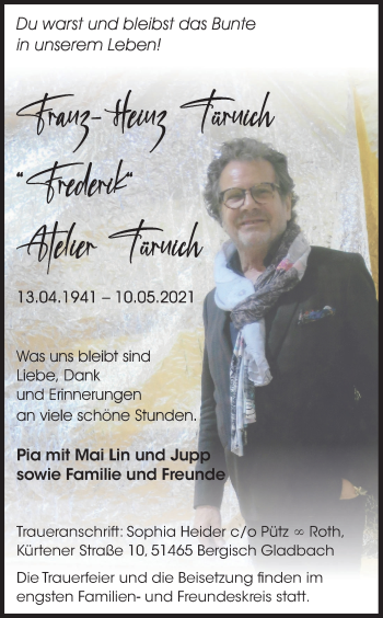 Anzeige von Franz-Heinz Türnich von Kölner Stadt-Anzeiger / Kölnische Rundschau / Express
