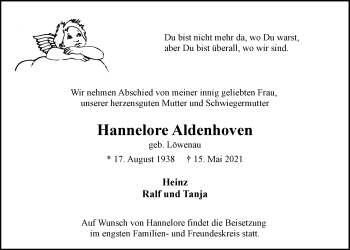Anzeige von Hannelore Aldenhoven von  Blickpunkt Euskirchen 