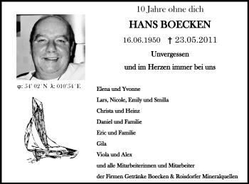 Anzeige von Hans Boecken von Kölner Stadt-Anzeiger / Kölnische Rundschau / Express