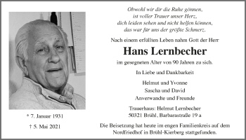 Anzeige von Hans Lernbecher von  Schlossbote/Werbekurier 