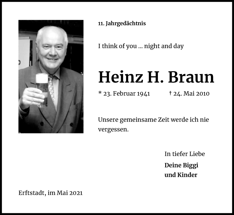  Traueranzeige für Heinz Braun vom 18.07.2023 aus Kölner Stadt-Anzeiger / Kölnische Rundschau / Express