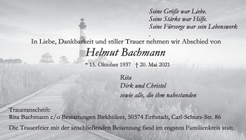 Anzeige von Helmut Bachmann von  Werbepost 