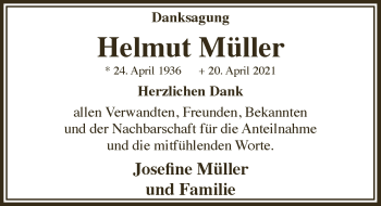 Anzeige von Helmut Müller von  Schlossbote/Werbekurier 