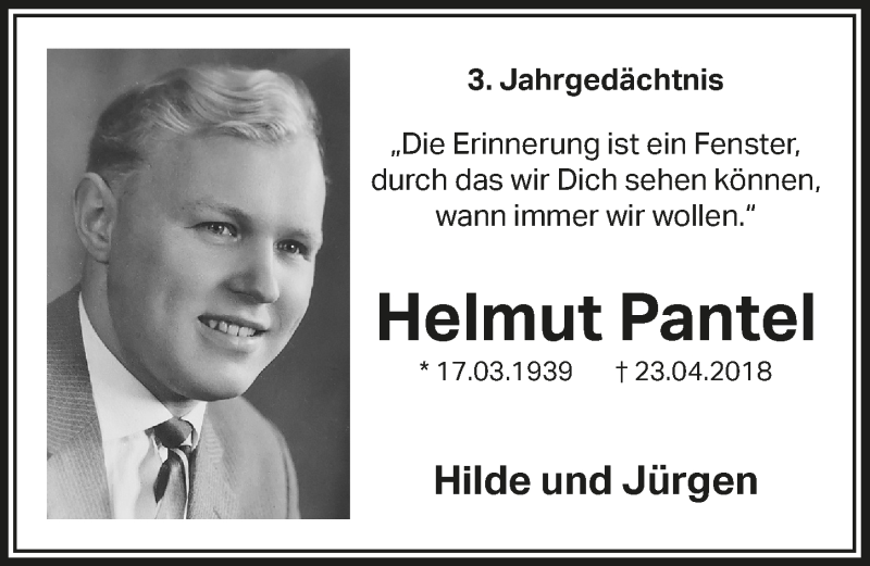  Traueranzeige für Helmut Pantel vom 18.07.2023 aus  Bergisches Handelsblatt 