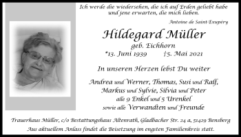 Anzeige von Hildegard Müller von  Bergisches Handelsblatt 
