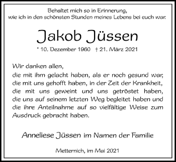 Anzeige von Jakob Jüssen von  Blickpunkt Euskirchen 