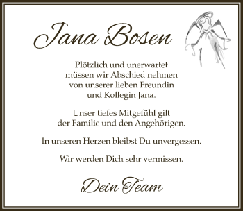 Anzeige von Jana Bosen von  Lokalanzeiger 
