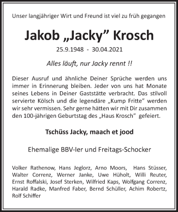 Anzeige von Johann Jakob Hubert Krosch von  Werbepost 