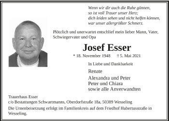 Anzeige von Josef Esser von  Schlossbote/Werbekurier 