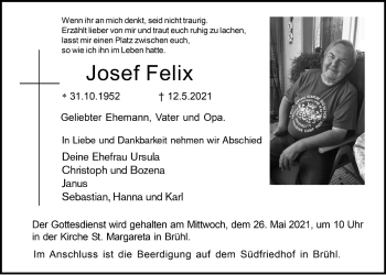 Anzeige von Josef Felix von  Schlossbote/Werbekurier 