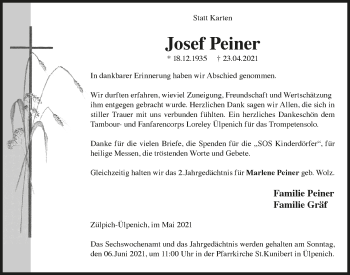 Anzeige von Josef Peiner von  Blickpunkt Euskirchen 