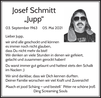 Anzeige von Josef Schmitt von  Wochenende 
