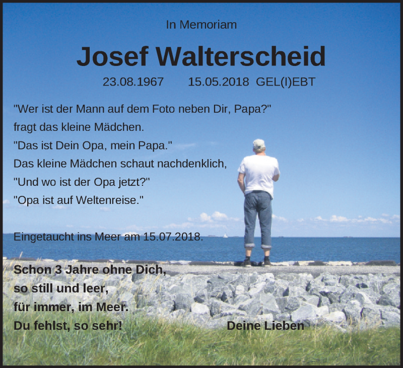  Traueranzeige für Josef Walterscheid vom 15.05.2021 aus Kölner Stadt-Anzeiger / Kölnische Rundschau / Express