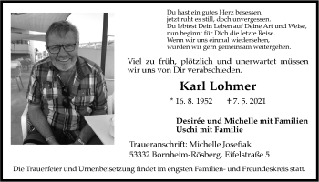 Anzeige von Karl Lohmer von  Schaufenster/Blickpunkt 