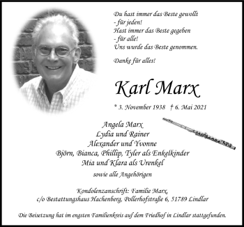 Anzeige von Karl Marx von  Anzeigen Echo 
