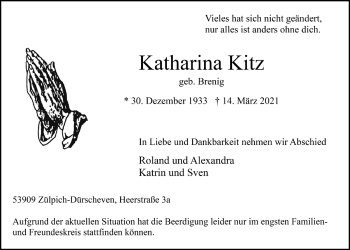 Anzeige von Katharina Kitz von  Blickpunkt Euskirchen 
