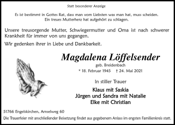 Anzeige von Magdalena Löffelsender von  Anzeigen Echo 