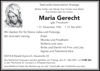 Anzeige von Maria Gerecht von  Werbepost 