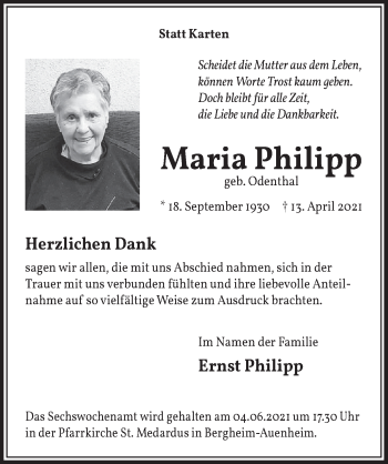 Anzeige von Maria Philipp von  Werbepost 
