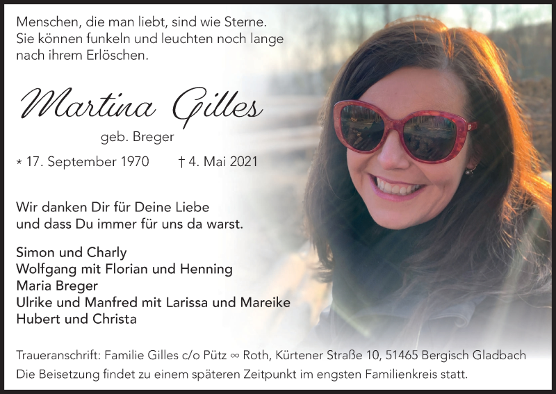  Traueranzeige für Martina Gilles vom 18.07.2023 aus Kölner Stadt-Anzeiger / Kölnische Rundschau / Express