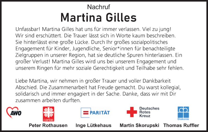 Traueranzeige für Martina Gilles vom 18.07.2023 aus Kölner Stadt-Anzeiger / Kölnische Rundschau / Express