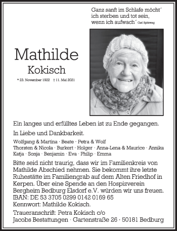 Anzeige von Mathilde Kokisch von  Werbepost 