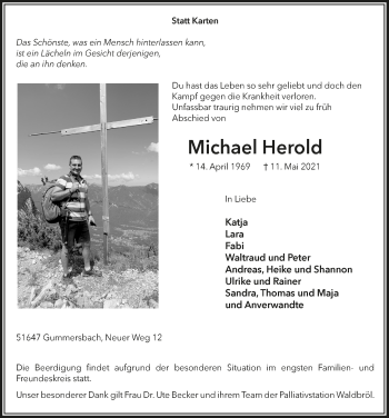 Anzeige von Michael Herold von  Anzeigen Echo 