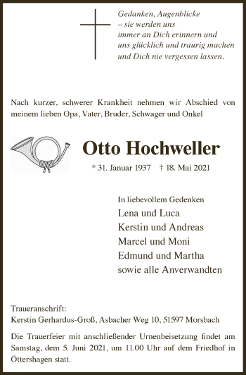 Anzeige von Otto Hochweller von  Lokalanzeiger 