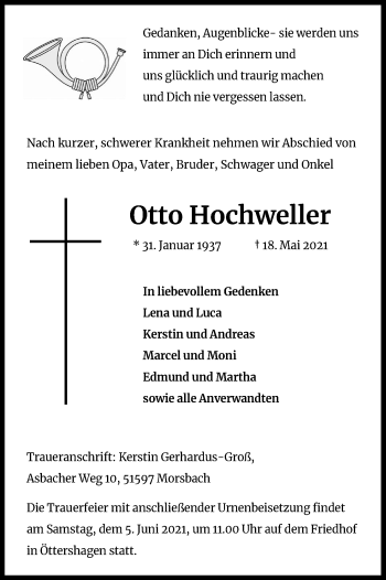 Anzeige von Otto Hochweller von Kölner Stadt-Anzeiger / Kölnische Rundschau / Express