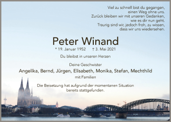 Anzeige von Peter Winand von  Wochenende  Werbepost 