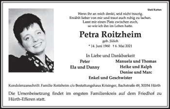 Anzeige von Petra Roitzheim von  Werbepost 