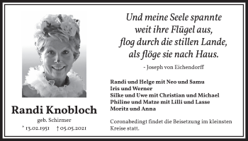 Anzeige von Randi Knobloch von  Werbepost 