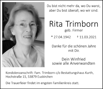 Anzeige von Rita Trimborn von  Blickpunkt Euskirchen 