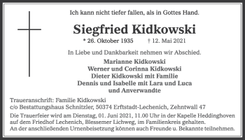 Anzeige von Siegfried Kidkowski von  Werbepost 