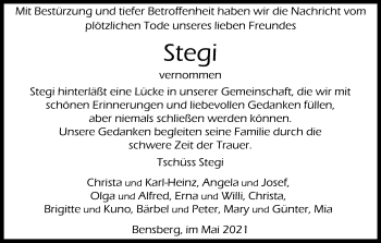 Anzeige von Stegi  von Kölner Stadt-Anzeiger / Kölnische Rundschau / Express